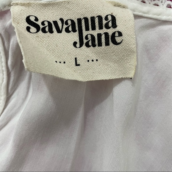 Savanna Jane embroidered boho peasant blouse top pink white size Large L - Picture 5 of 10